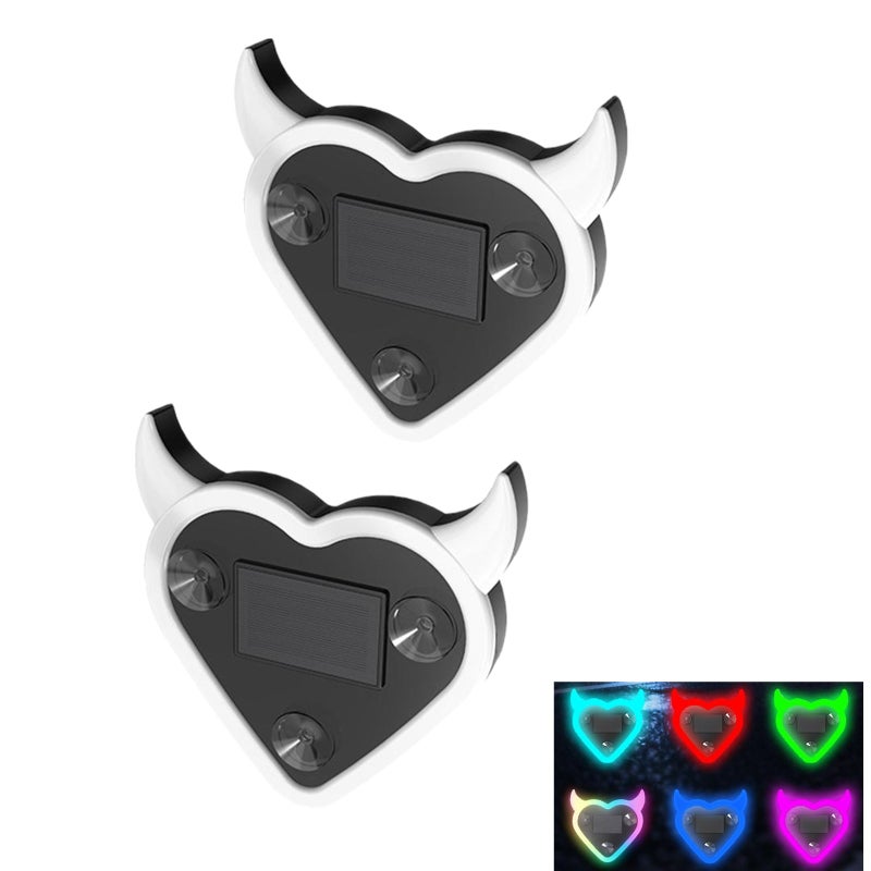 Car LED Ambient Light, Solar-Powered Devil's Heart Lamp Heart-Shaped LED Neon Love Atmosphere Light for Car Back Window Decor, Romantic Gifts for Valentine's Day, Anniversary, Date Night - Image 1